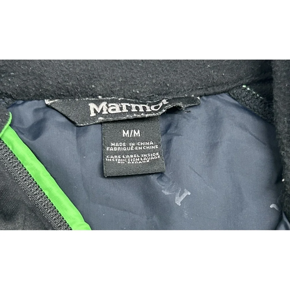 Marmot Mens‎ Jacket Size MEDIUM Green Black Full Zip Light Puffer Preppy Outdoor